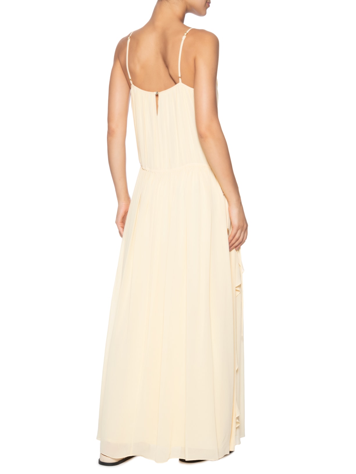 Vestido Longo Crepe Drapeado Amarelo Dress To