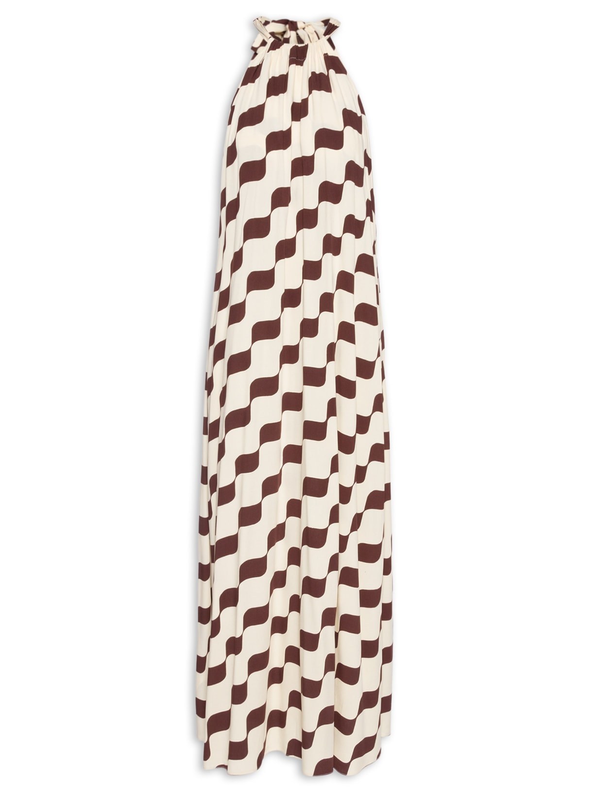 Vestido Longo Crepe Estampa Bossa Nova - Marrom