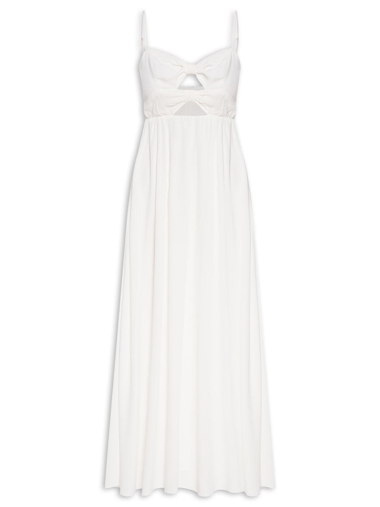 Vestido Longo Crepe Nó Duplo Frente - Branco