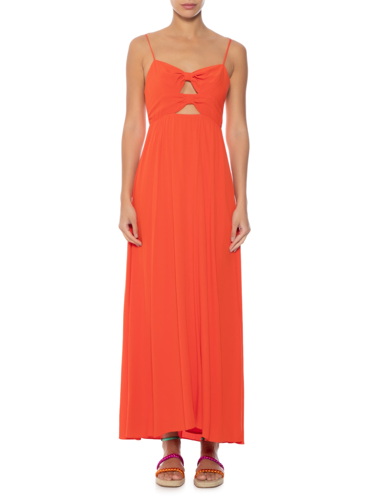 Vestido Longo Crepe Nó Duplo Frente Vermelho Dress To