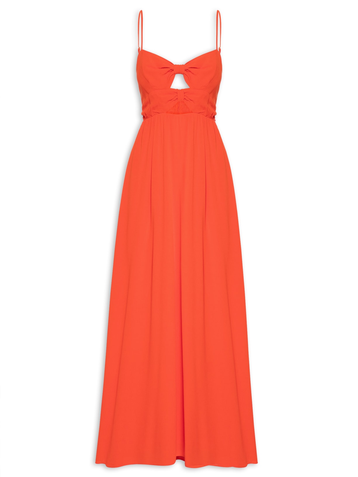 Vestido Longo Crepe Nó Duplo Frente Vermelho Dress To