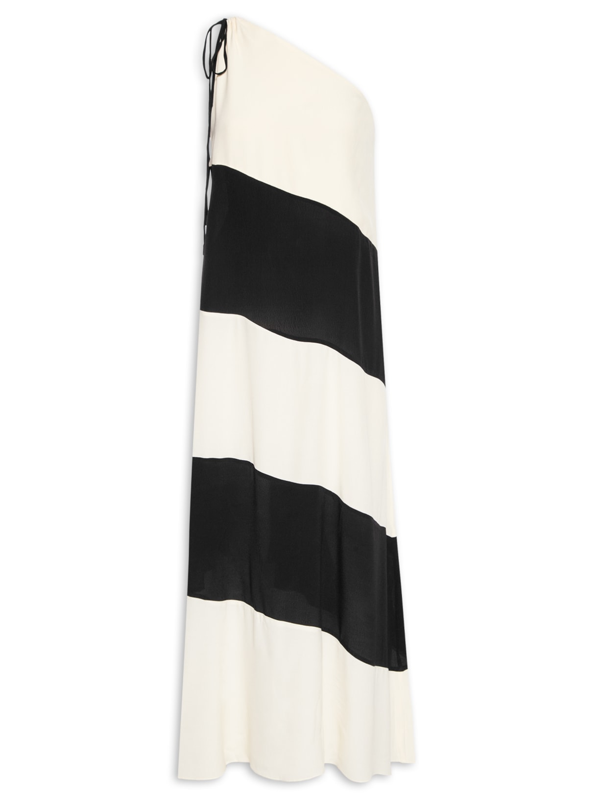 Vestido Longo Crepe Recortes - Preto