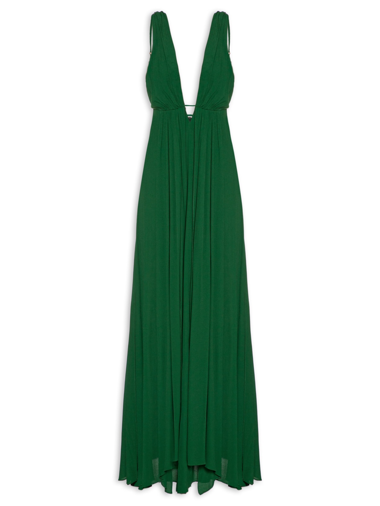 Vestido Longo Crepe Saia Sobreposta - Verde