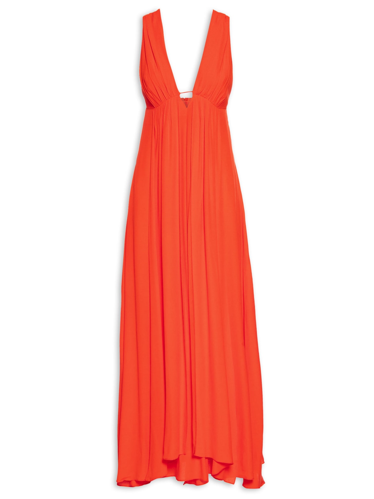 Vestido Longo Crepe Saia Sobreposta - Vermelho