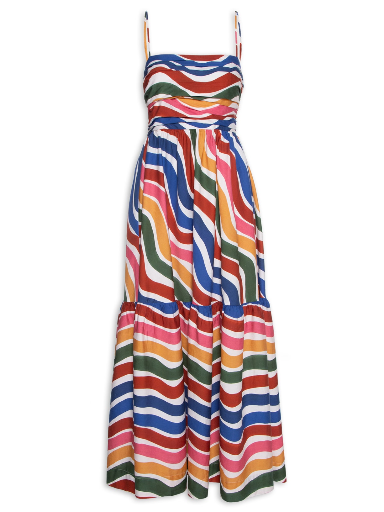 Vestido Longo Dança De Listra - Azul