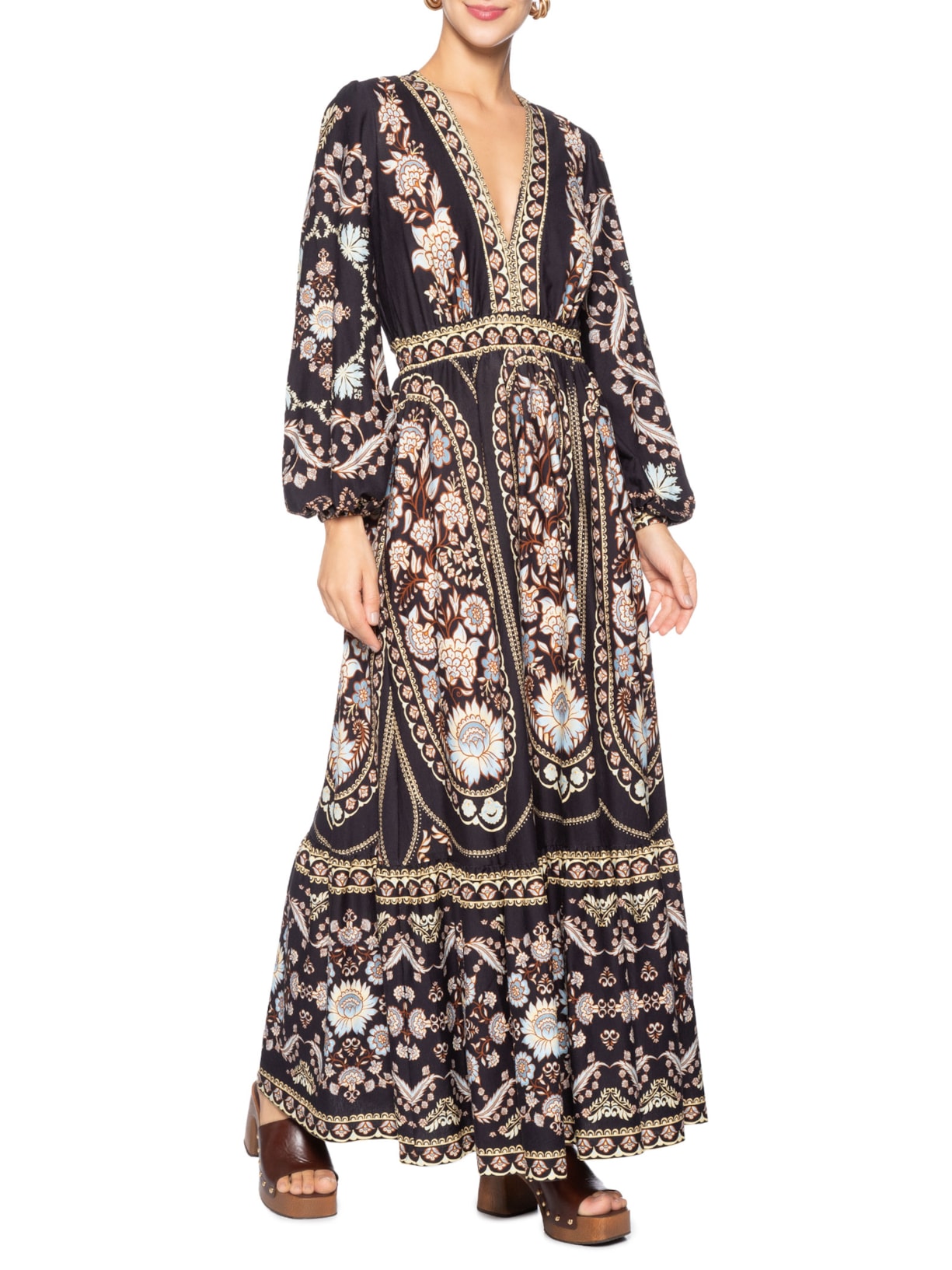 Vestido Longo Daniela Preto Farm