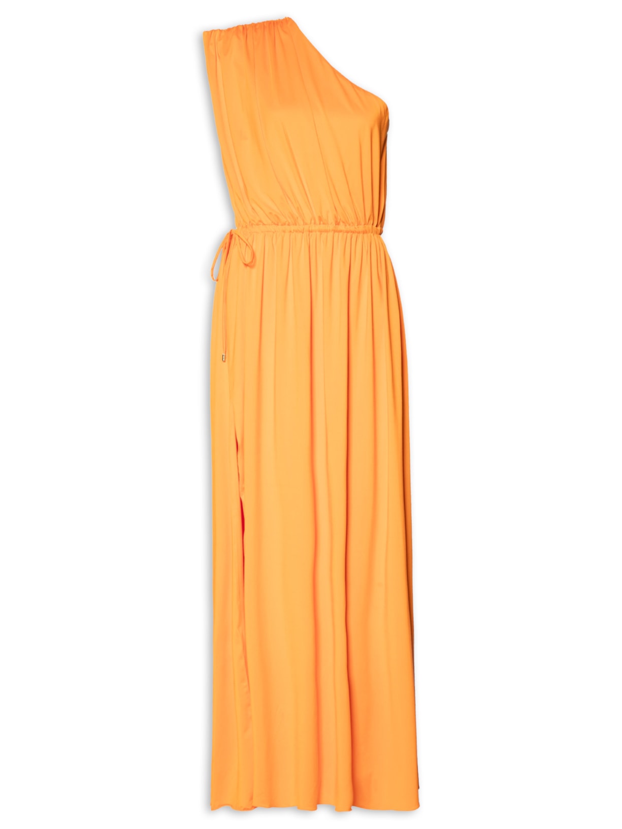Vestido Longo De Jersey Um Ombro Só - Laranja