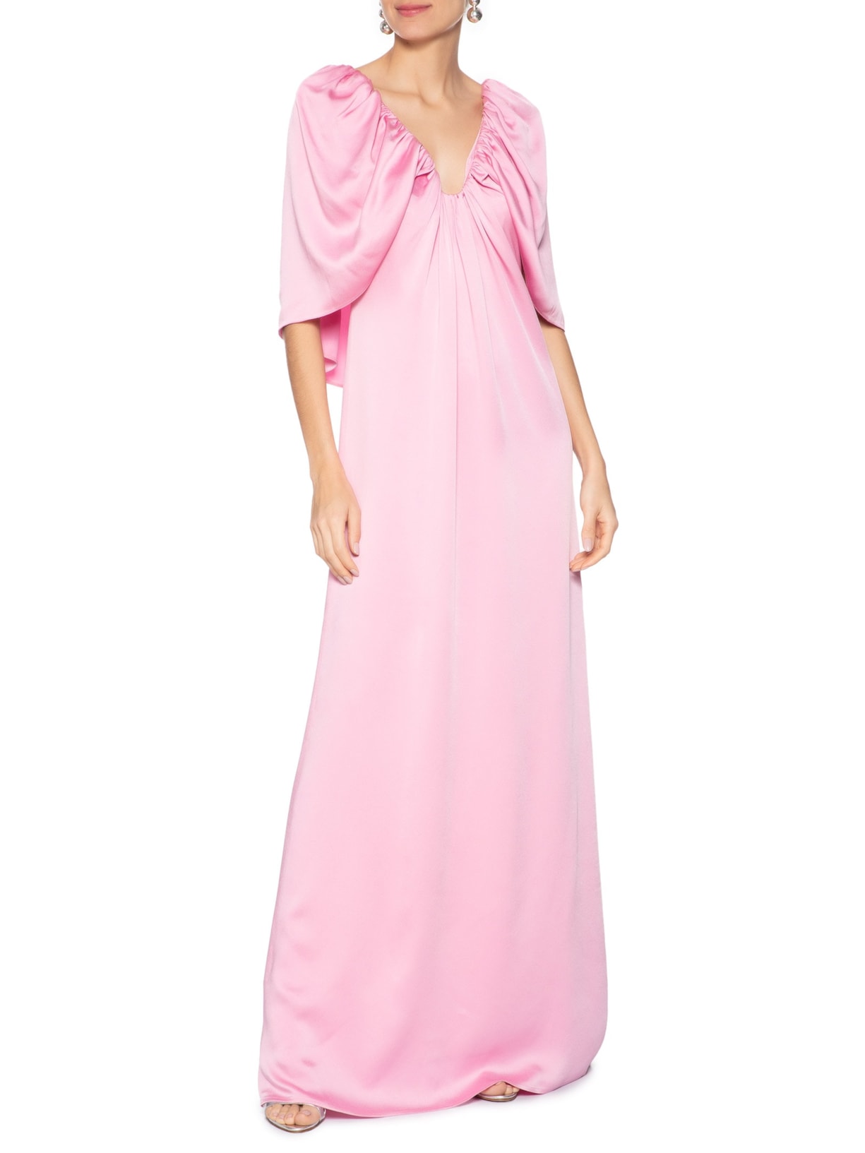 Vestido Longo Decotado Rosa Reinaldo Lourenço