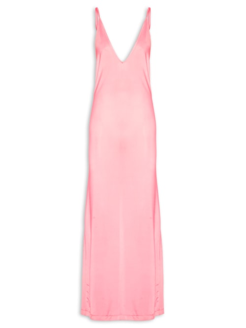 Vestido Longo Decote Costas Bold Flower - Rosa