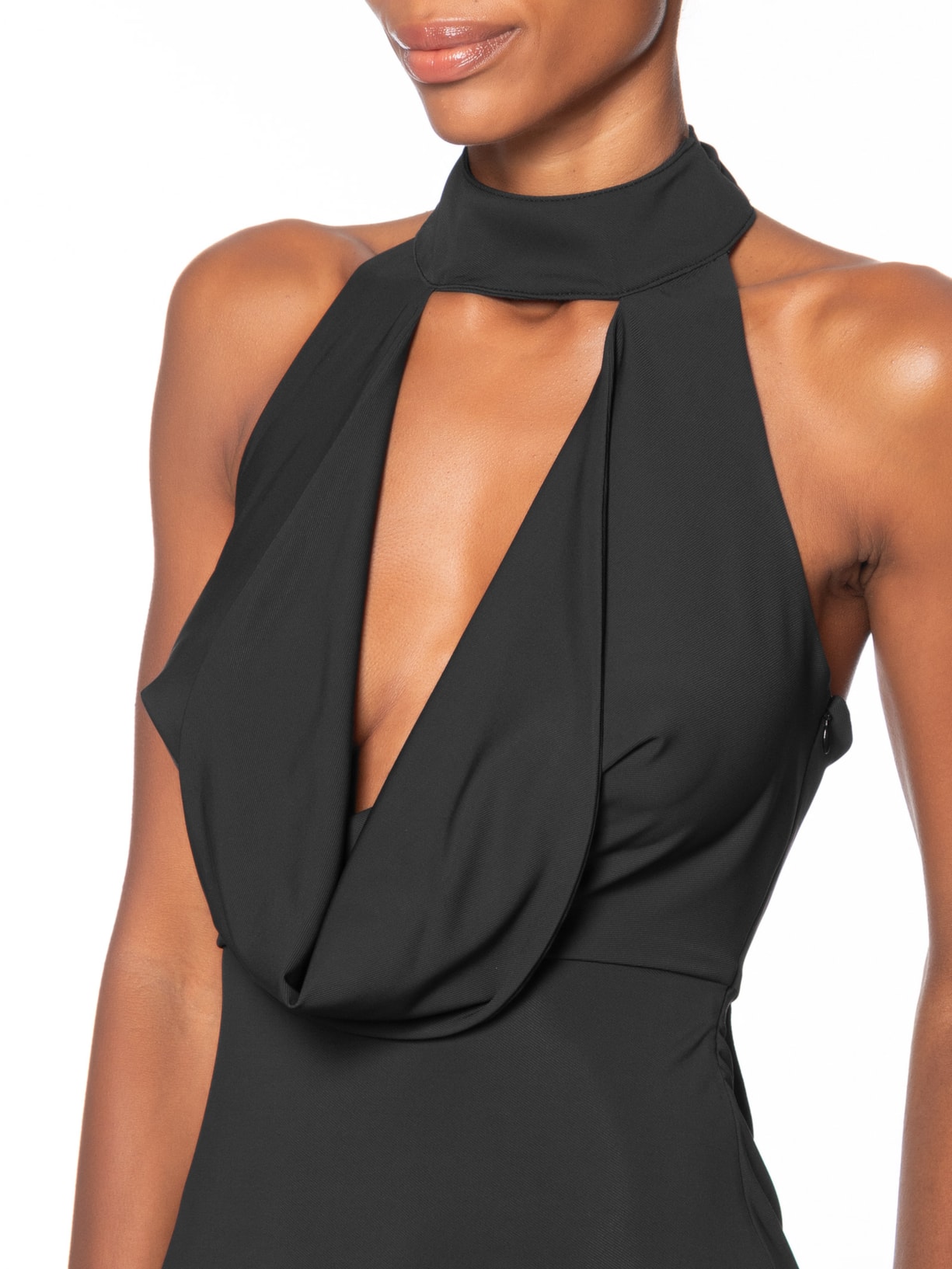 Vestido Longo Decote Degagê Em Malha Preto '2Essential