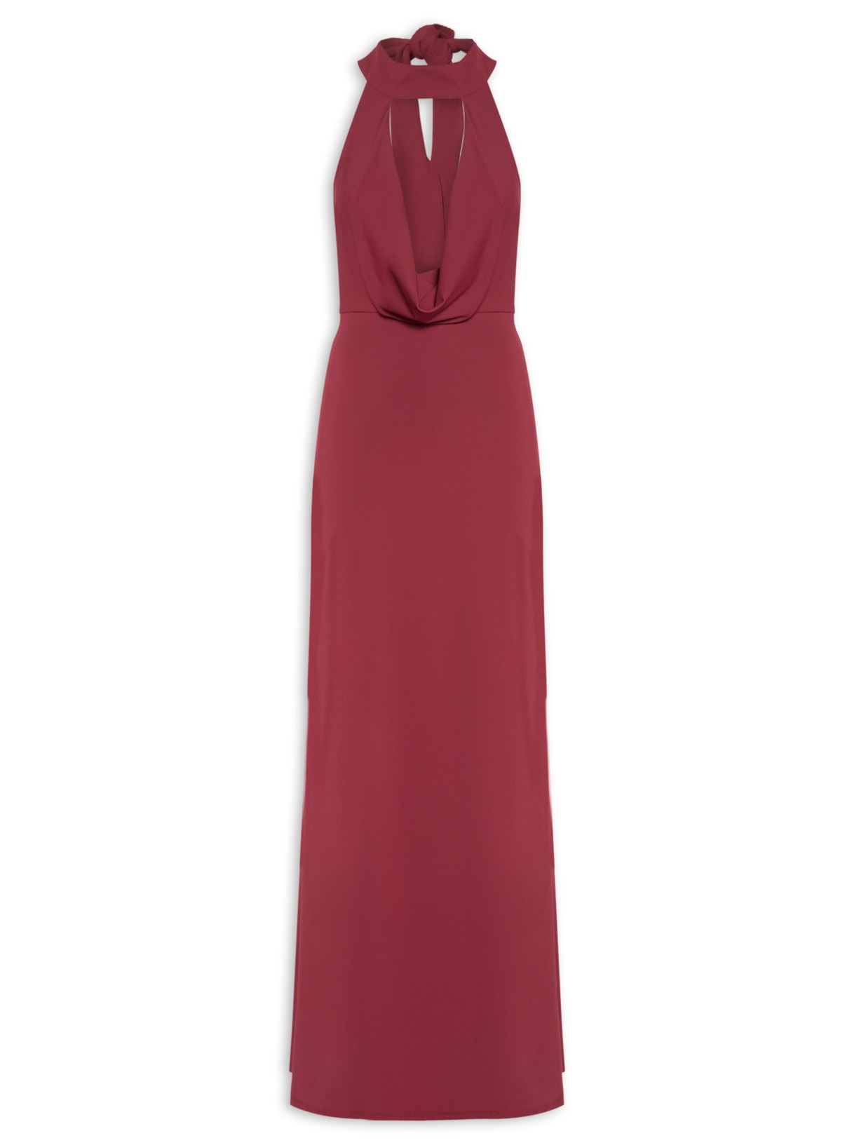 Vestido Longo Decote Degagê Em Malha - Vermelho