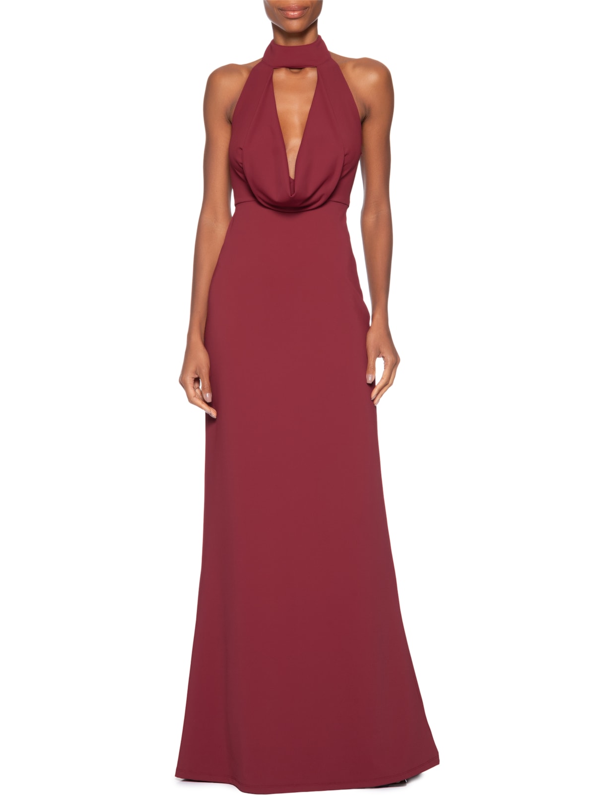 Vestido Longo Decote Degagê Em Malha Vermelho '2Essential