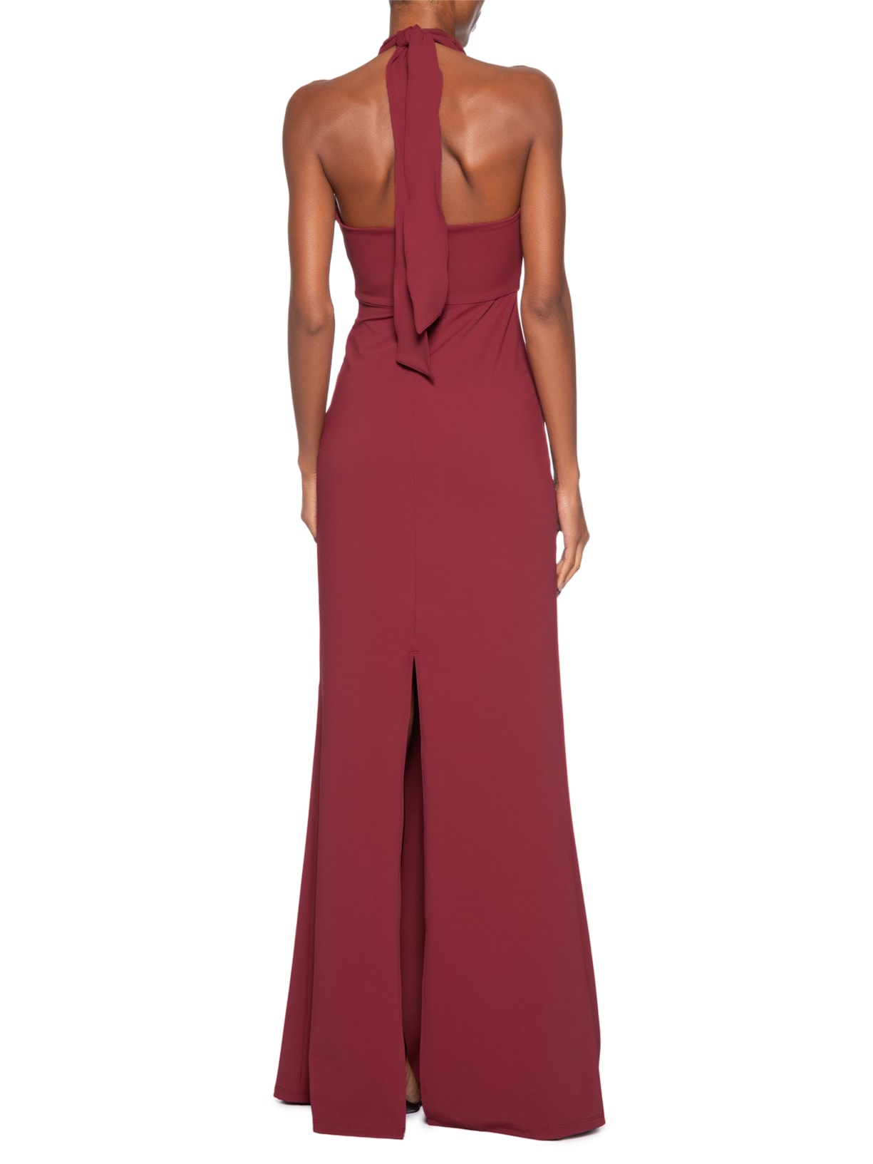 Vestido Longo Decote Degagê Em Malha Vermelho '2Essential