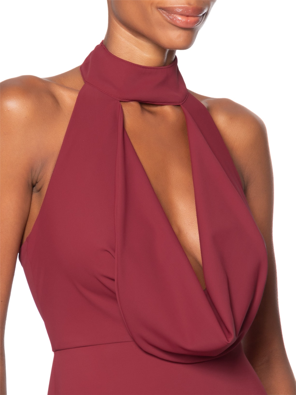 Vestido Longo Decote Degagê Em Malha Vermelho '2Essential