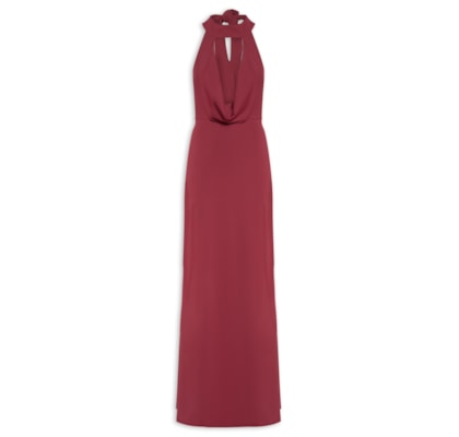 Vestido Longo Decote Degagê Em Malha - Vermelho
