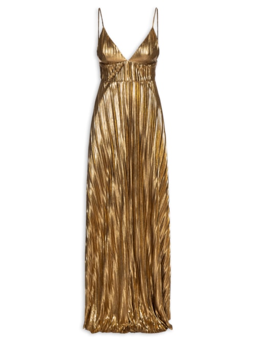 Vestido Longo Decote V - Dourado