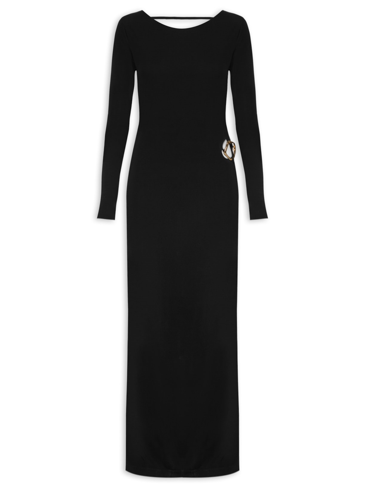 Vestido Longo Detalhe Metal - Preto