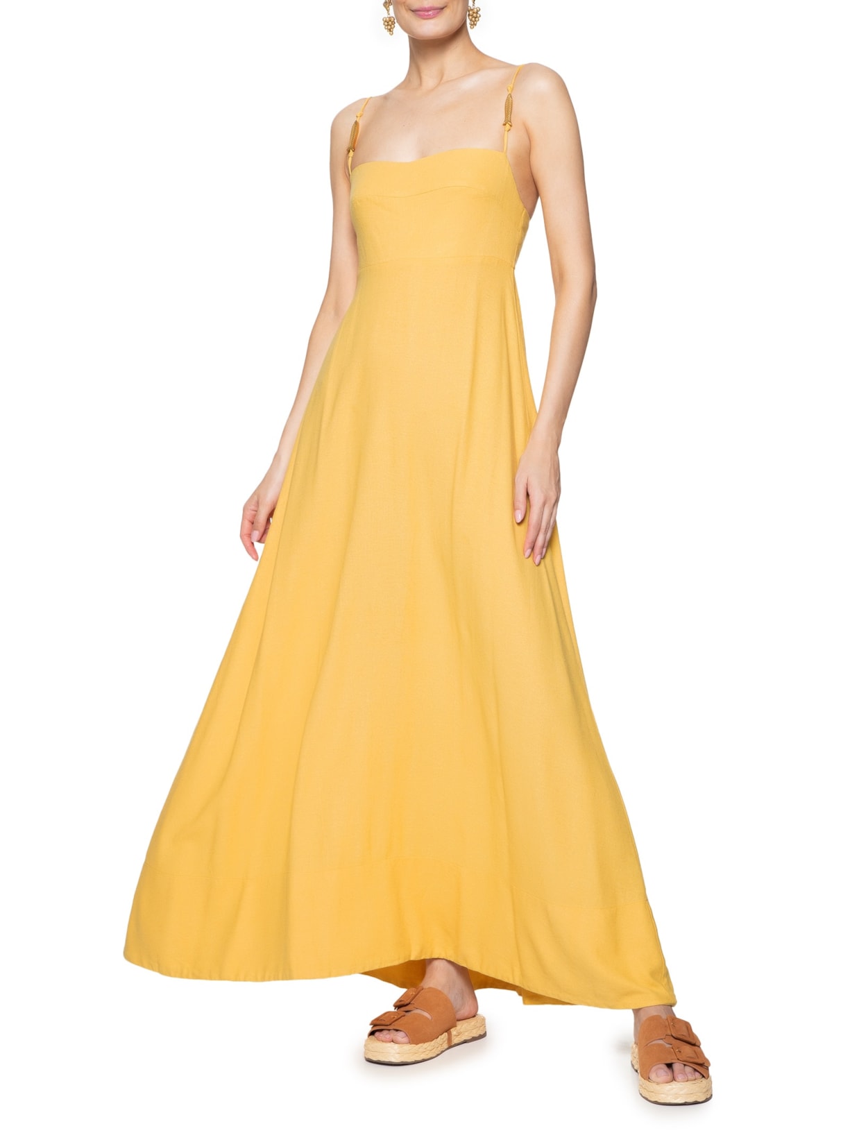 Vestido Amarelo Com Detalhe Preto Vestido Longo Plus Size Amarelo