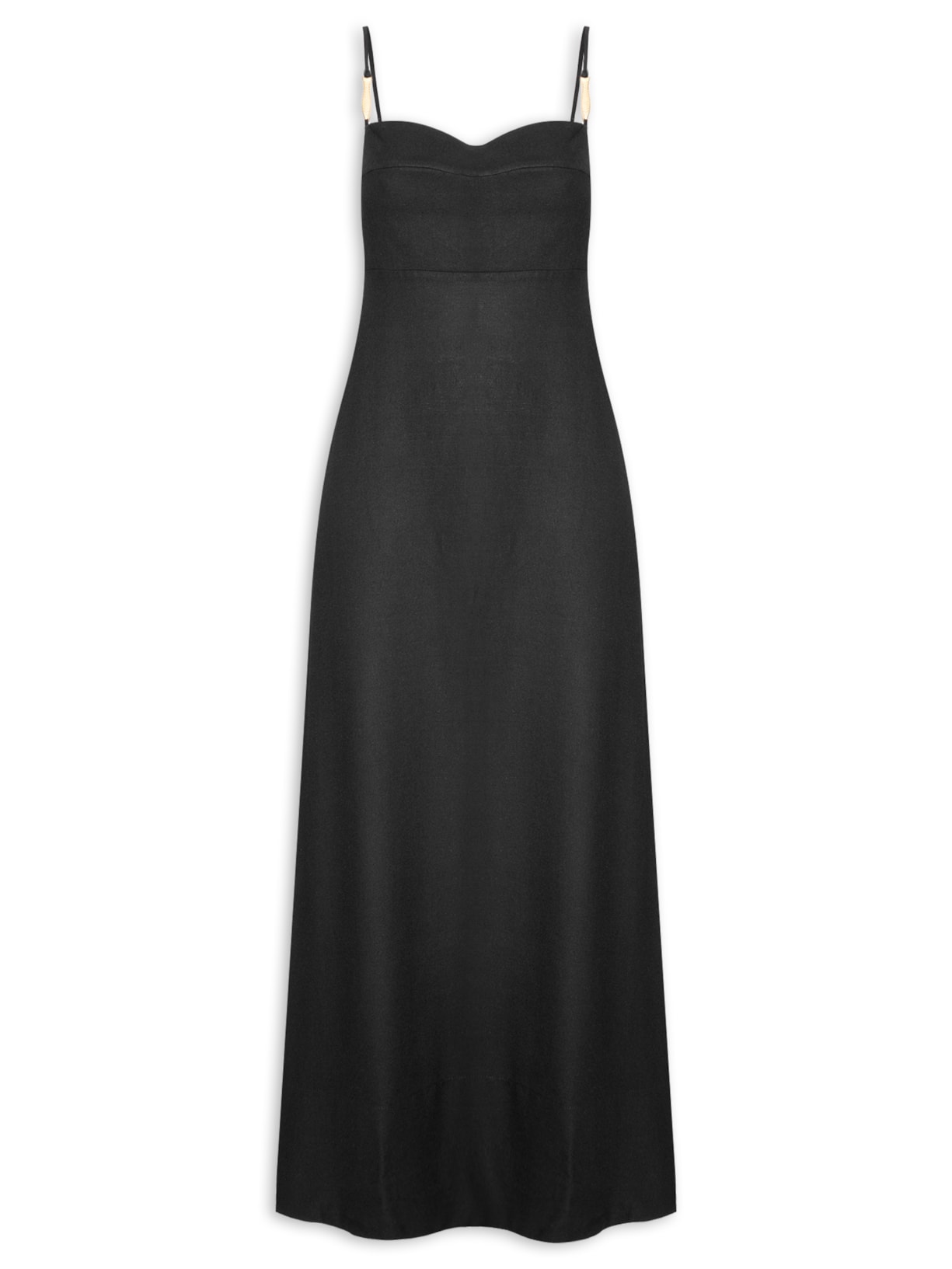 Vestido Longo Detalhe Peixe - Preto