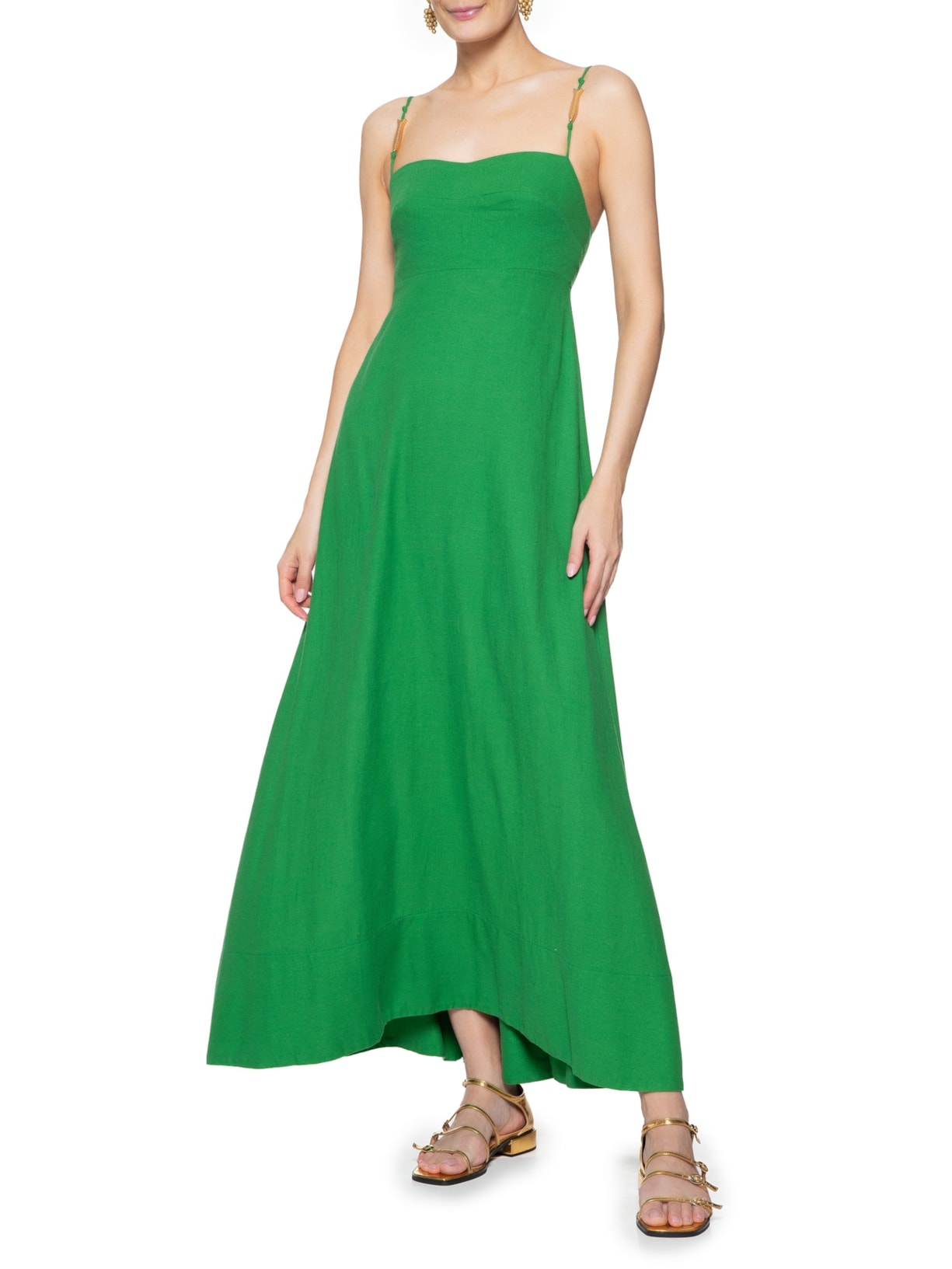 Vestido Longo Detalhe Peixe Farm Verde1