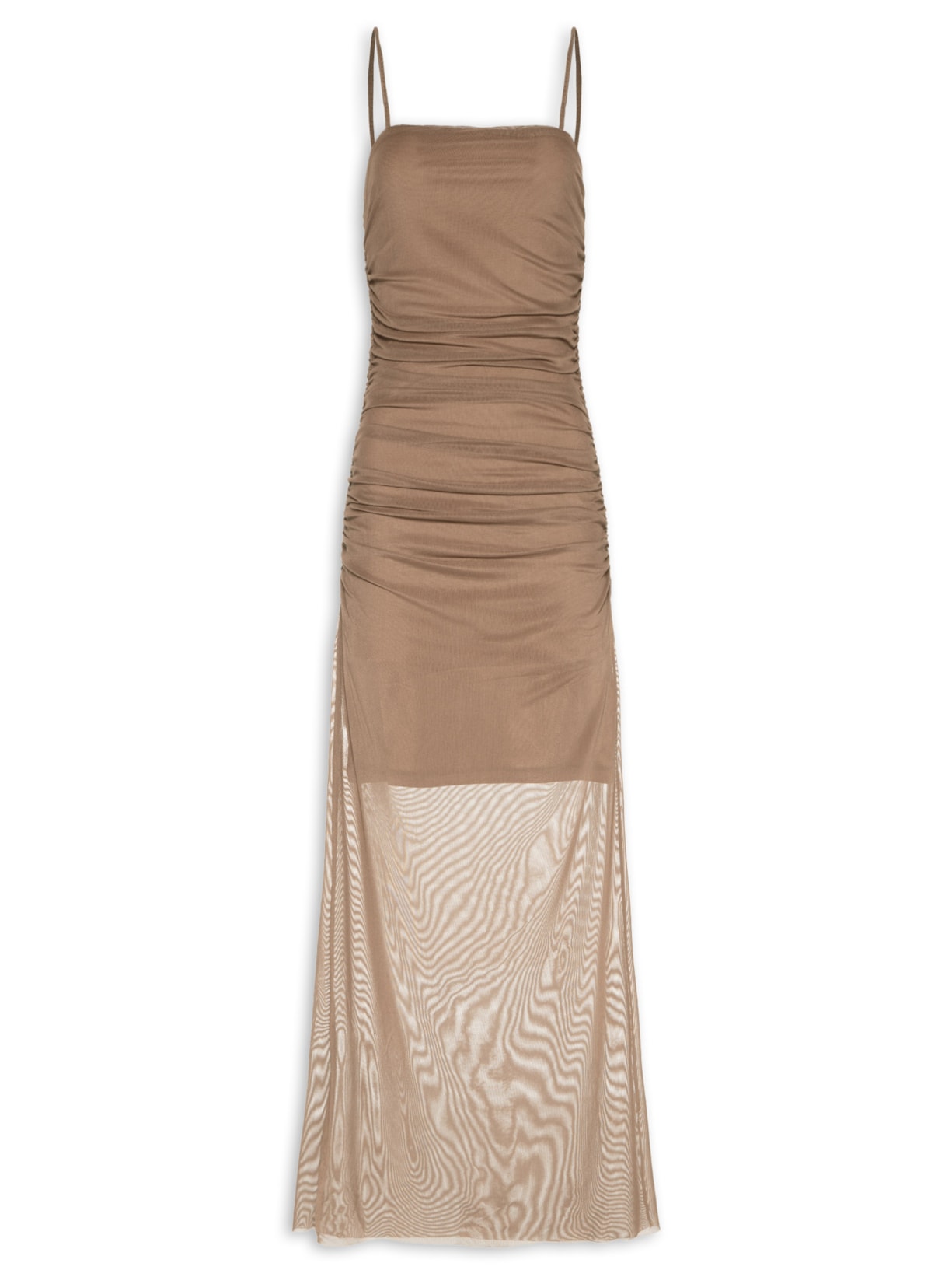 Vestido Longo Drapeado - Marrom