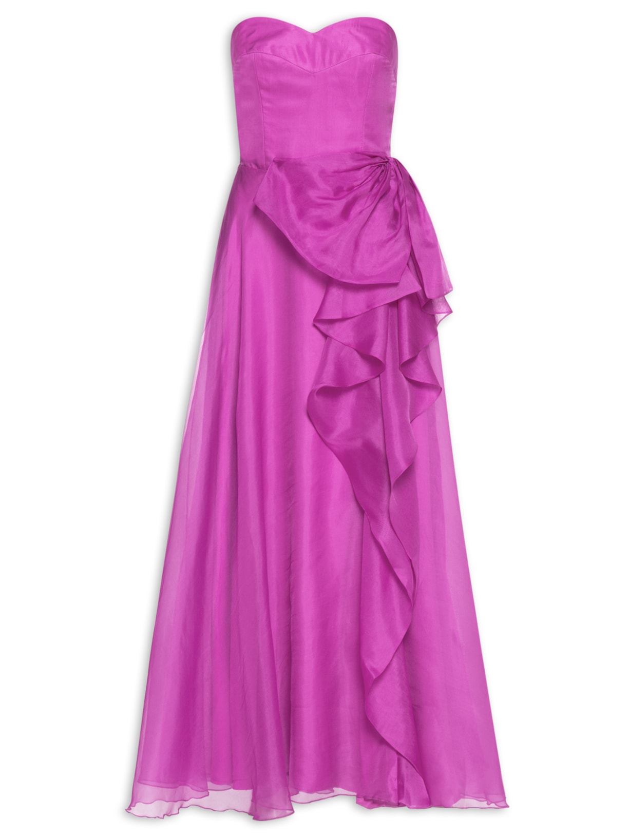 Vestido Longo Eliza Babado Cascata - Rosa