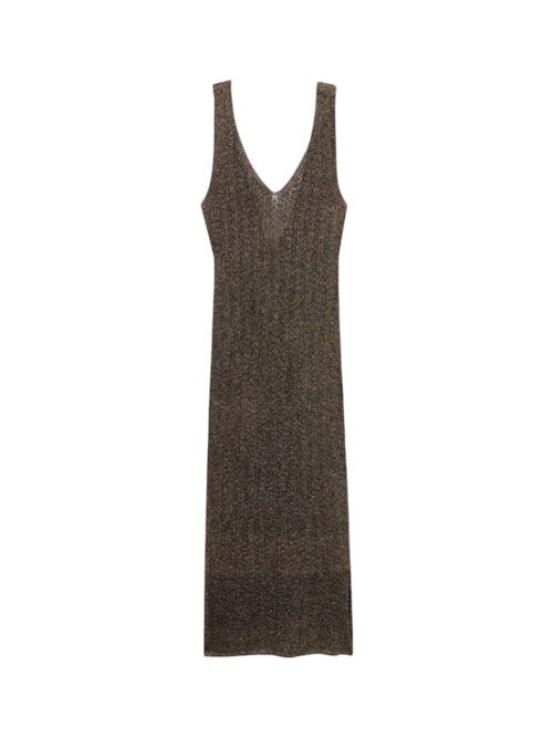 Vestido Longo Em Crochê Lamê - Black