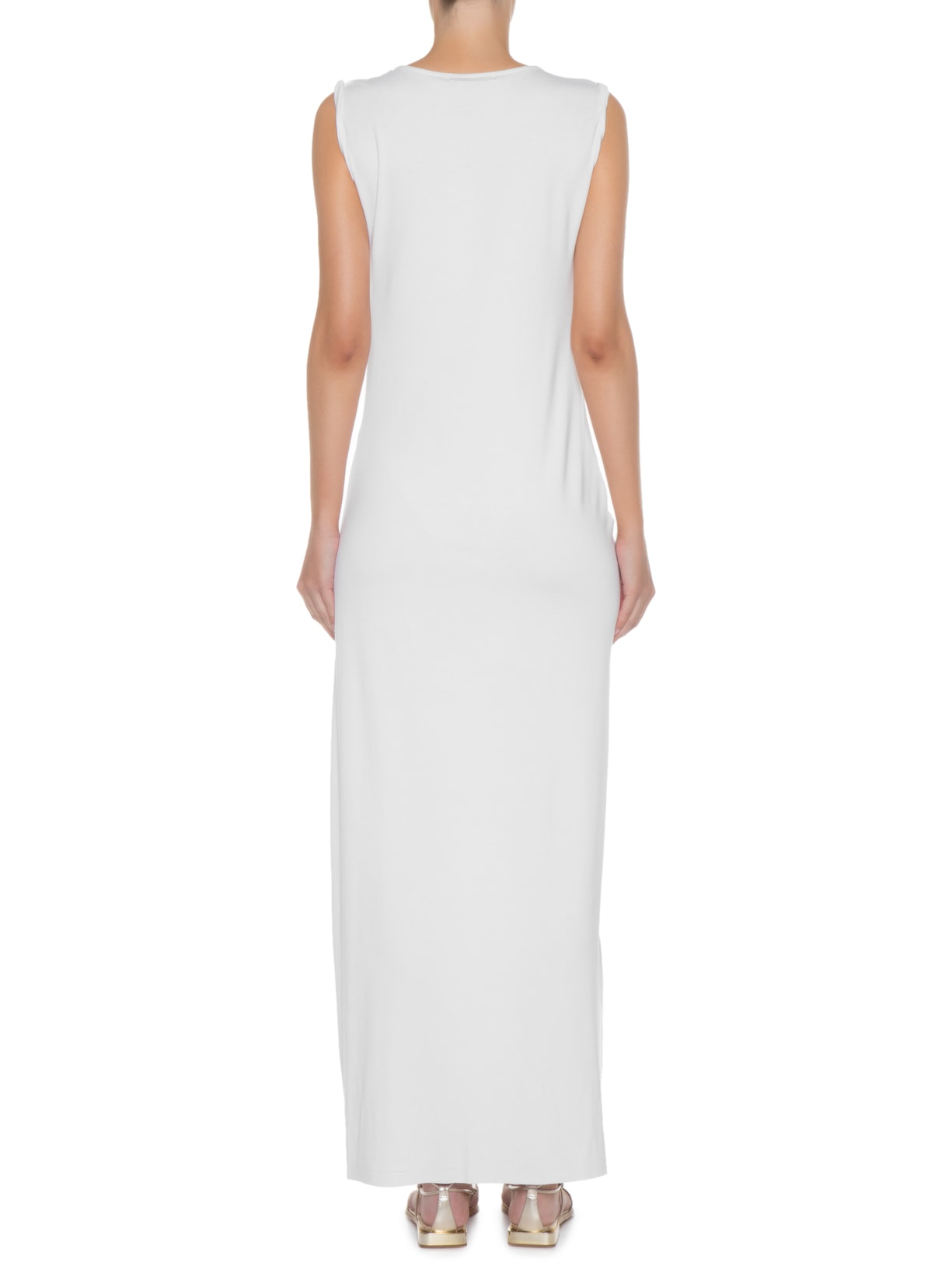 Vestido Longo Em Malha Drapeado Branco '2Essential