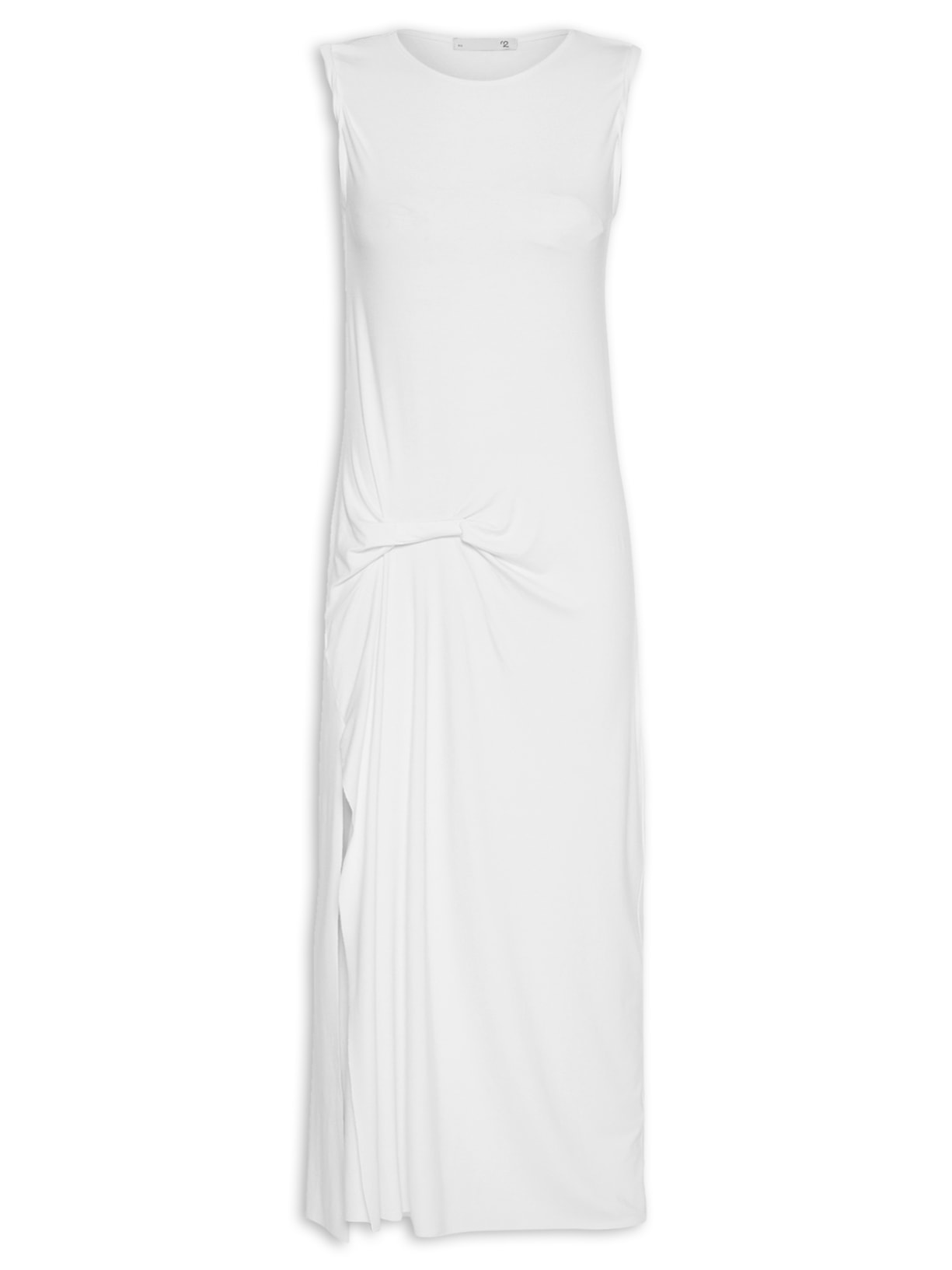 Vestido Longo Em Malha Drapeado Branco '2Essential
