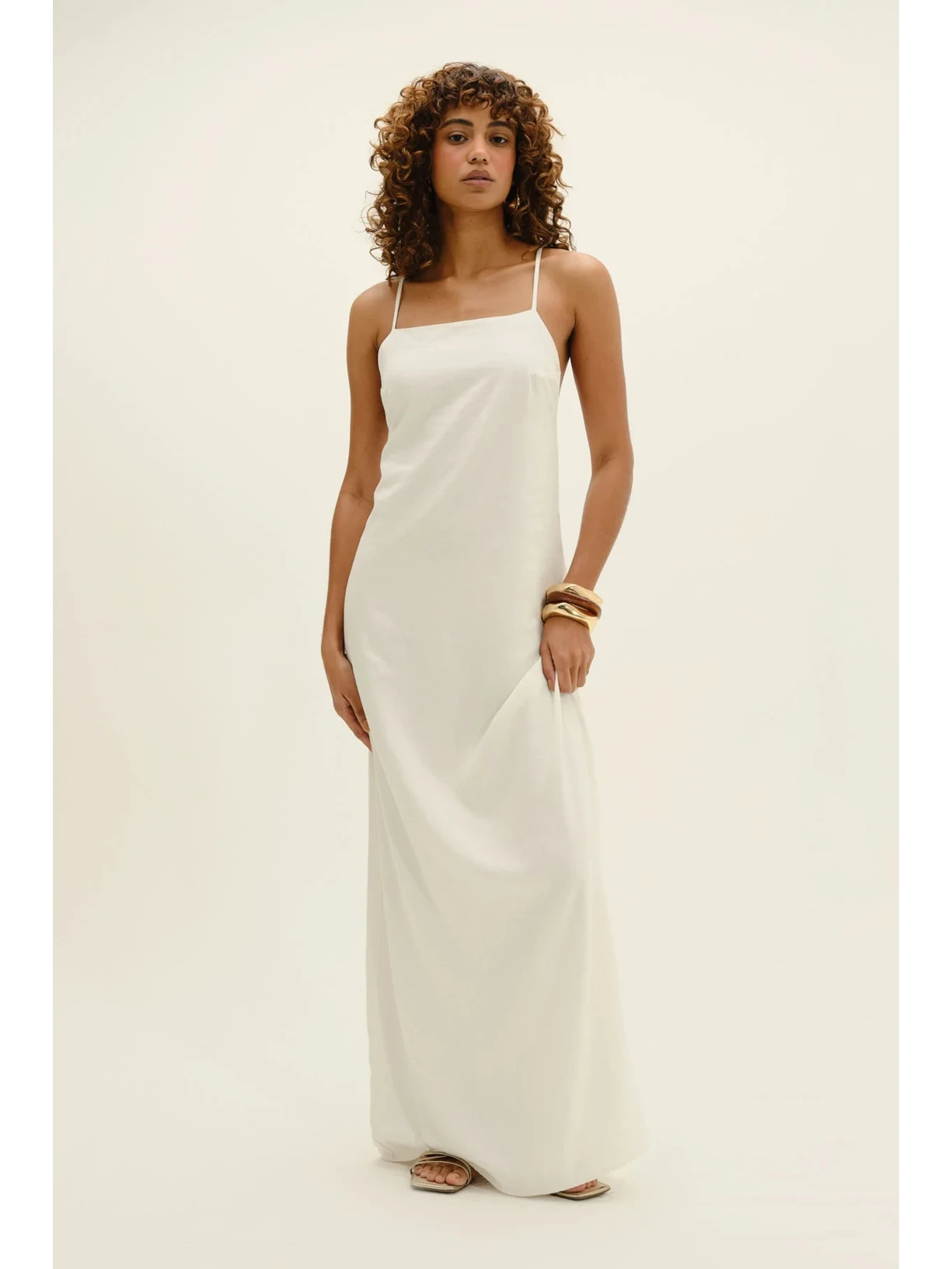 Vestido Longo Em Viscolinho Linen Branco Suntime