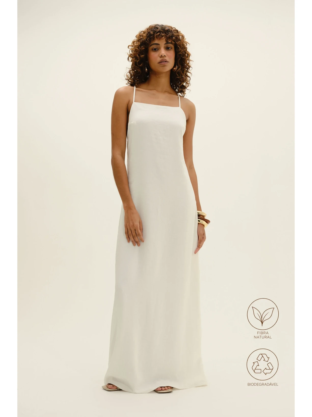 Vestido Longo Em Viscolinho Linen Branco Suntime
