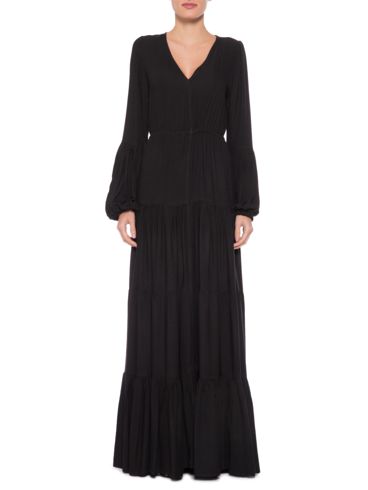 Vestido Longo Em Viscose Preto '2Essential