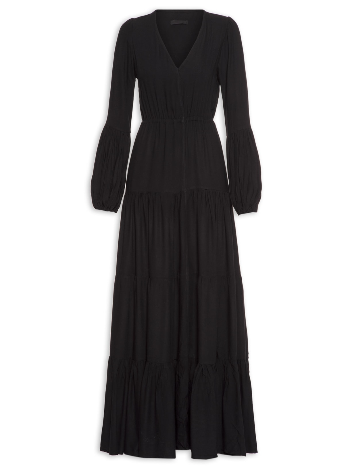 Vestido Longo Em Viscose Preto '2Essential