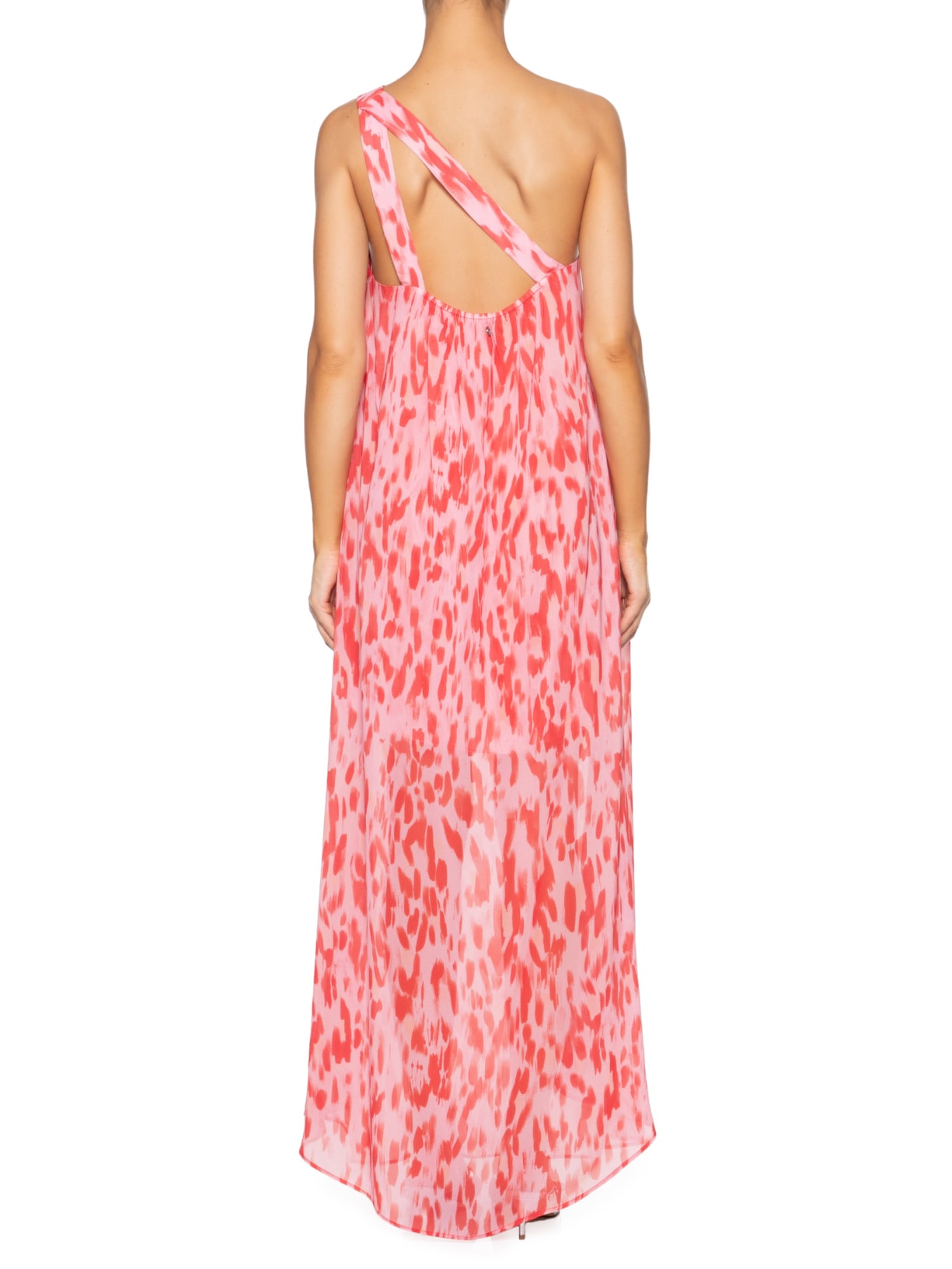 Vestido Longo Est Onça Brush Mistico Rosa Animale Jeans