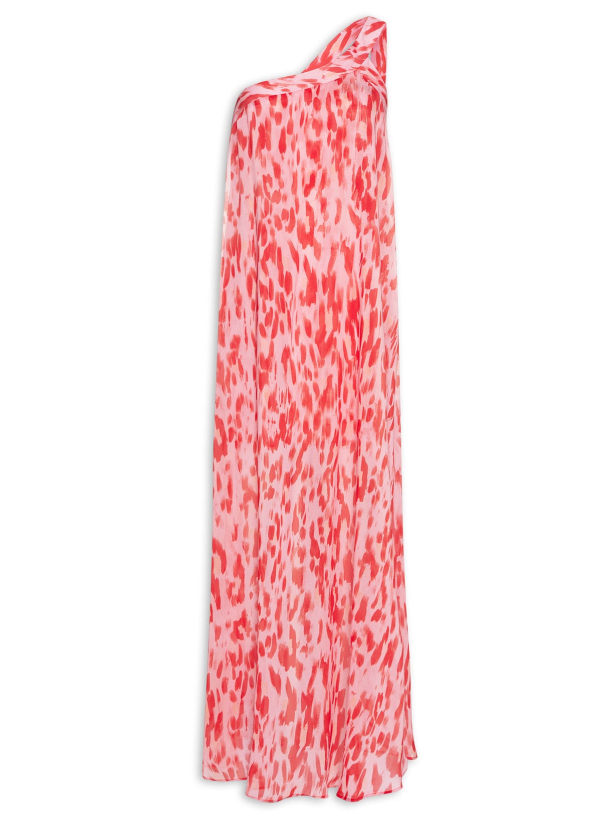Vestido Longo Est Onça Brush Mistico Rosa Animale Jeans