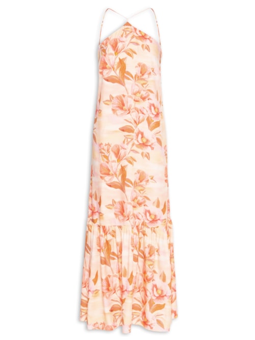 Vestido Longo Estampa Bela - Rosa