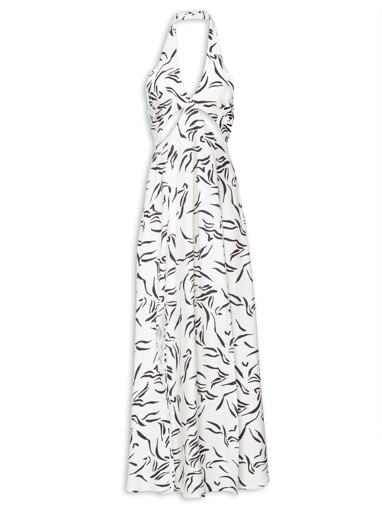 Vestido Longo Estampa Bicolor - Branco