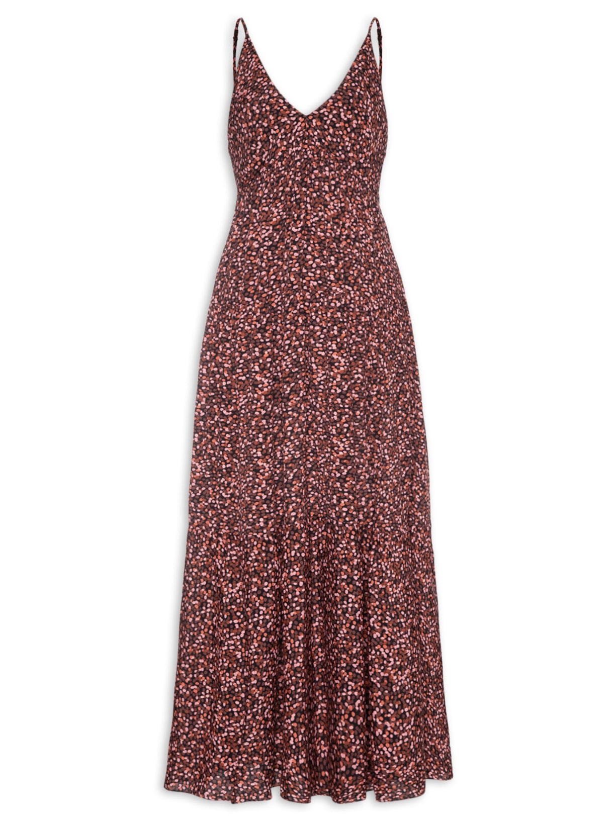 Vestido Longo Estampa Céu Noturno Marrom Dress To