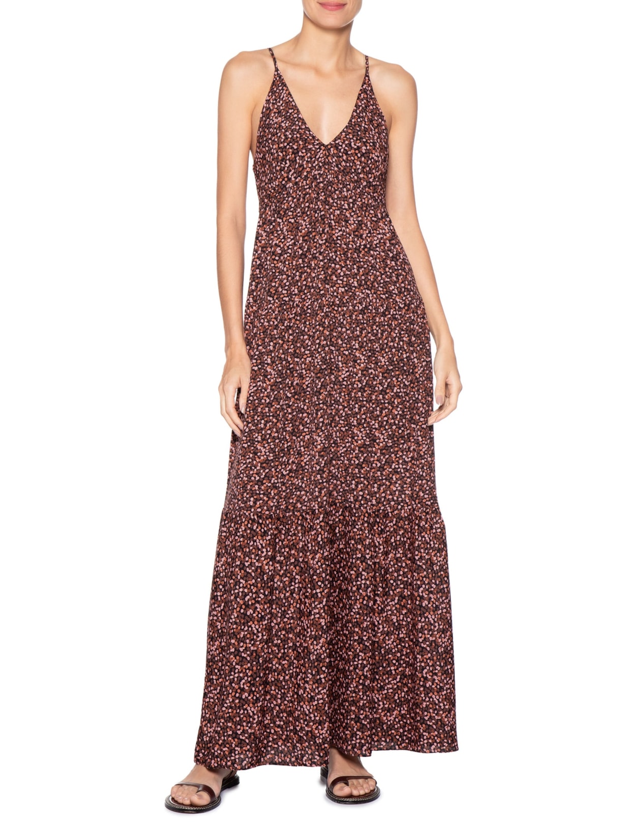 Vestido Longo Estampa Céu Noturno Marrom Dress To