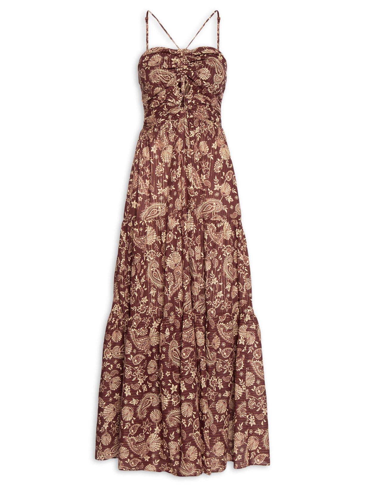 Vestido Longo Estampa Coral Marrom Dress To