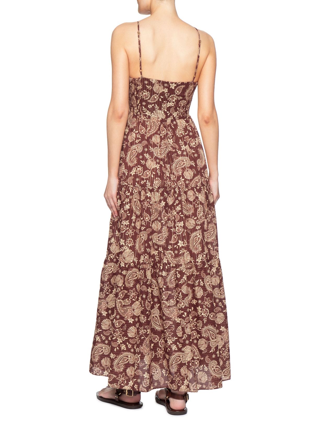 Vestido Longo Estampa Coral Marrom Dress To