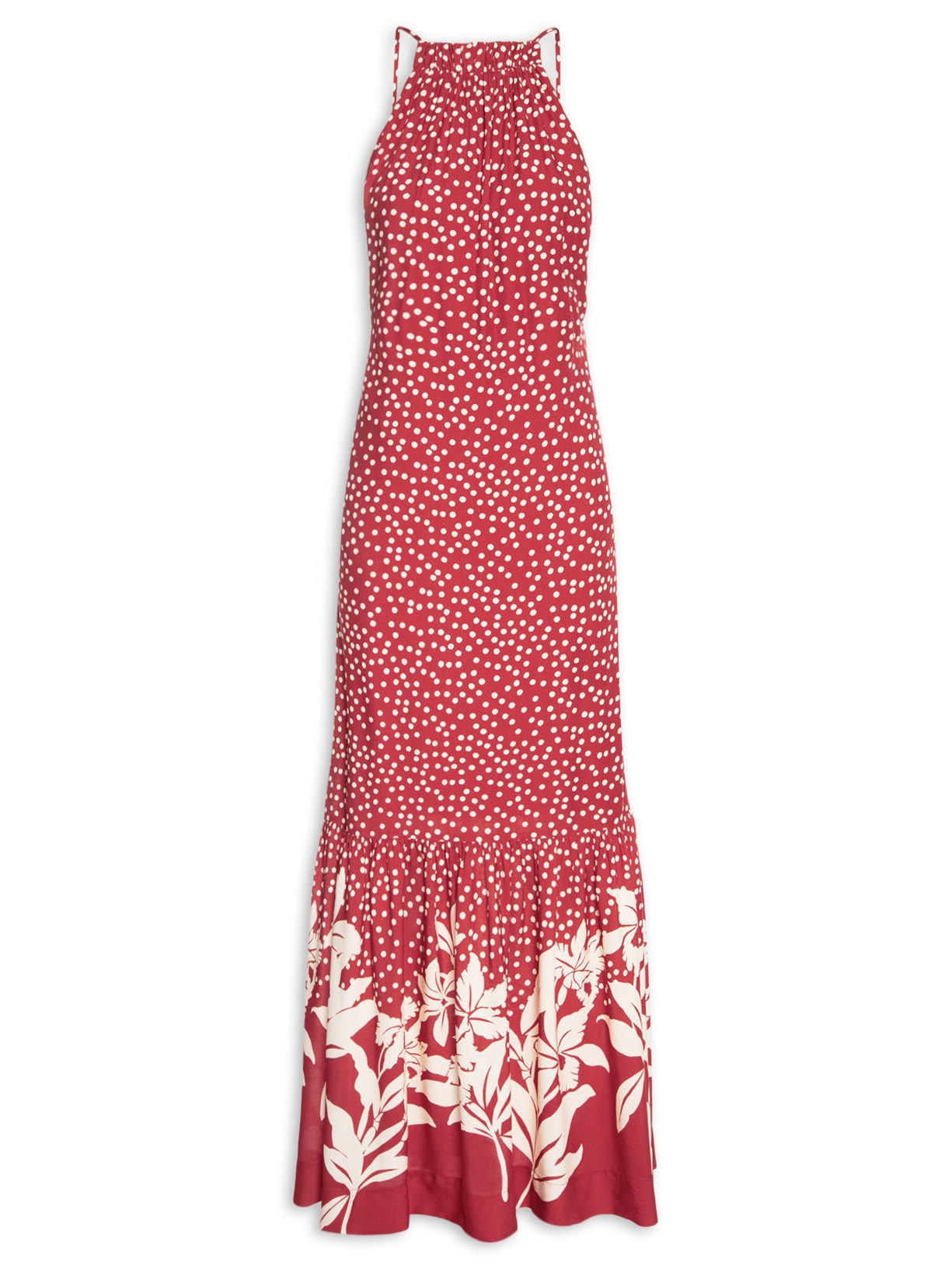 Vestido Longo Estampa Encanto Floral - Vermelho