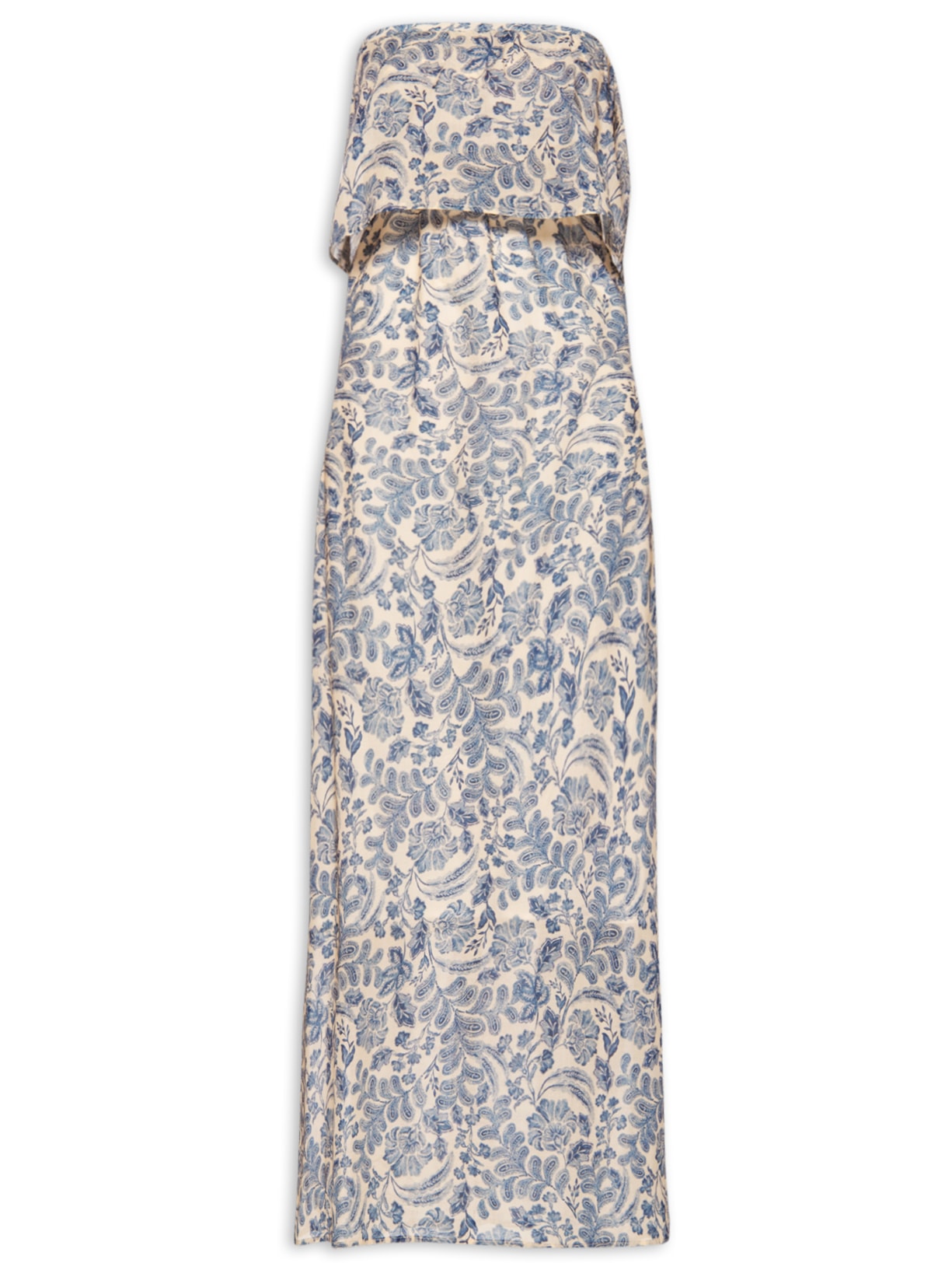 Vestido Longo Estampa Floral Taj - Azul