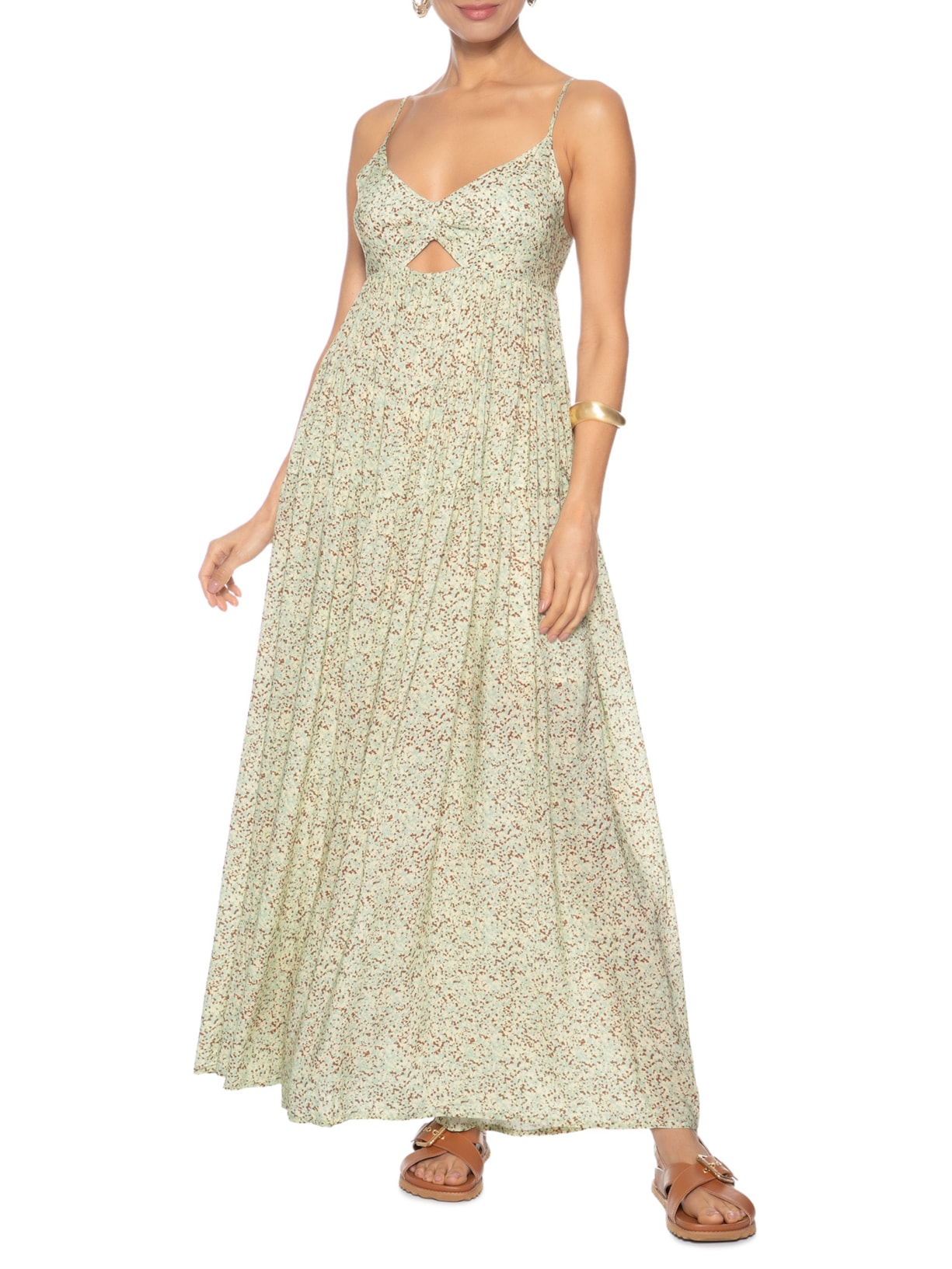 Vestido Longo Estampa Grão Bege Dress To