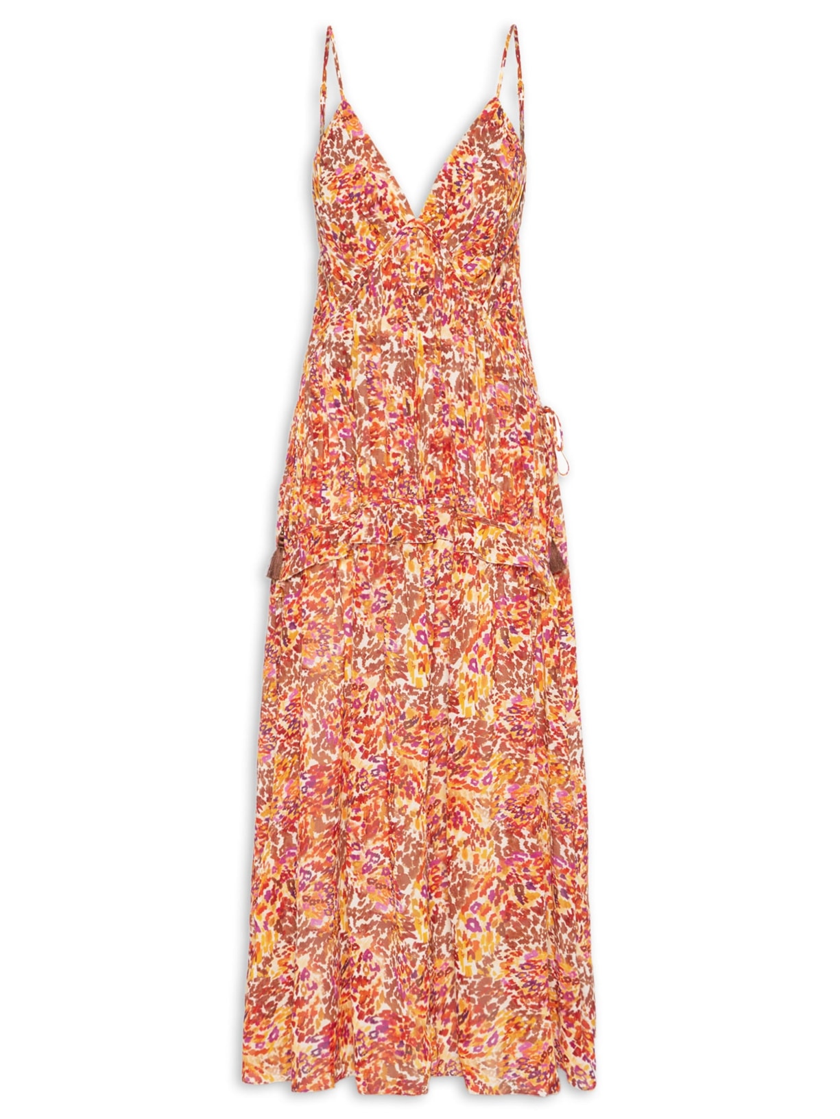 Vestido Longo Estampa Instinto Cerâmica Laranja Dress To