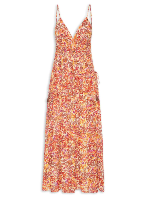Vestido Longo Estampa Instinto Cerâmica - Laranja