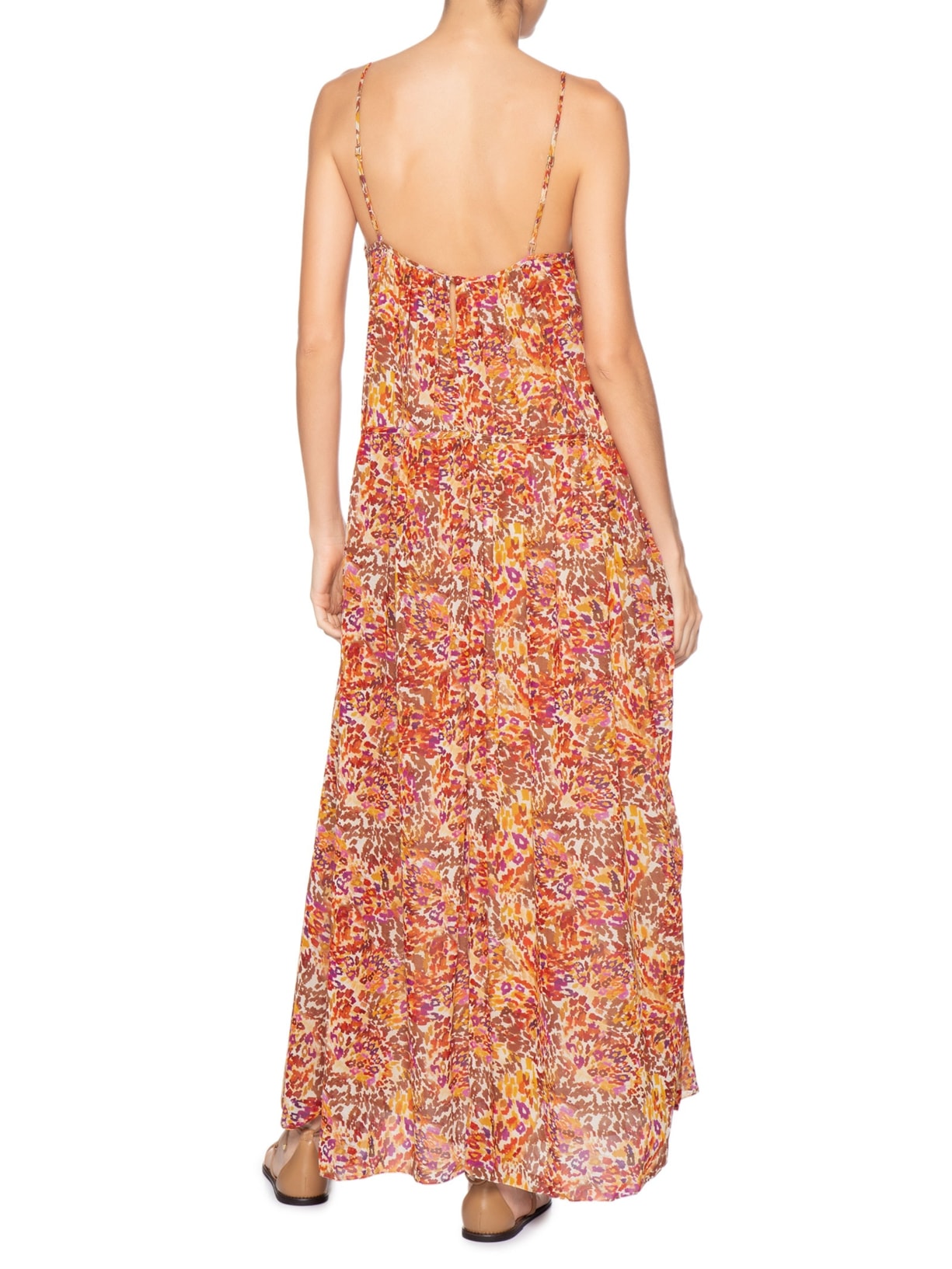 Vestido Longo Estampa Instinto Cerâmica Laranja Dress To