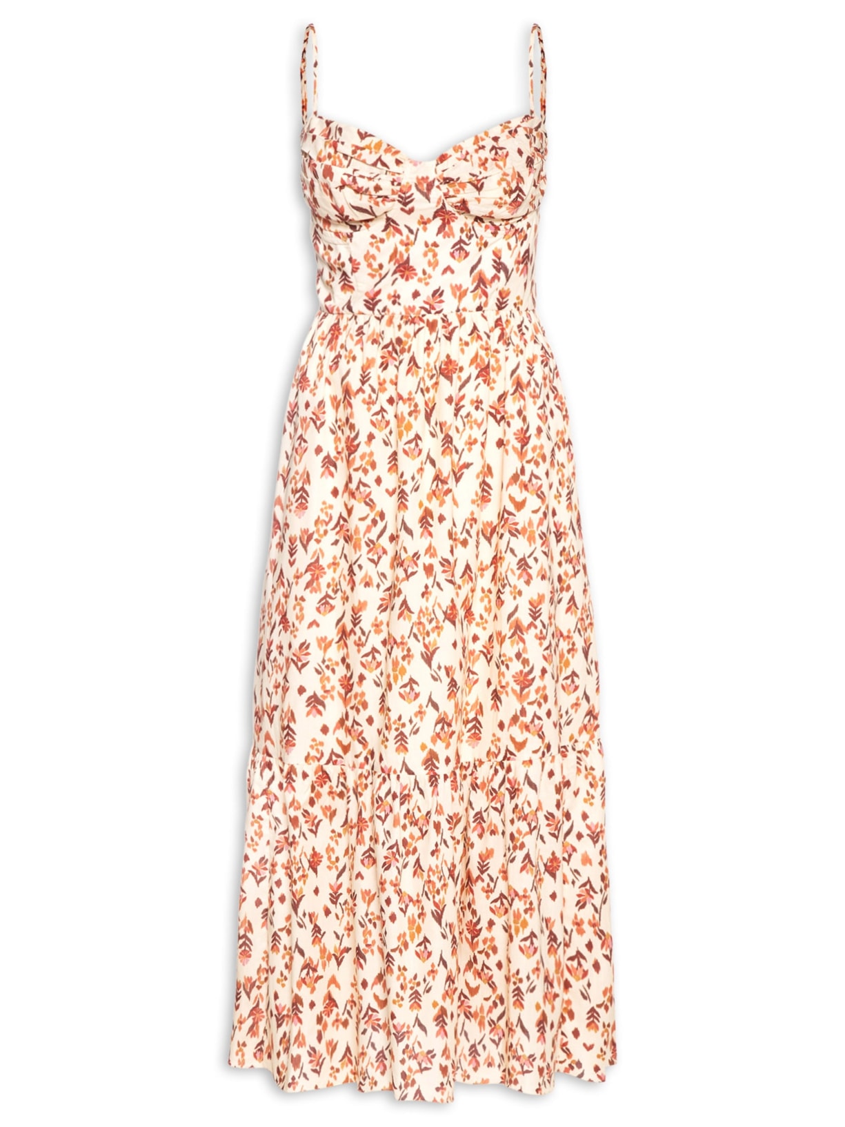 Vestido Longo Estampa Jardim Ikat - Amarelo