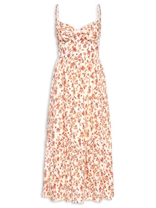 Vestido Longo Estampa Jardim Ikat - Amarelo
