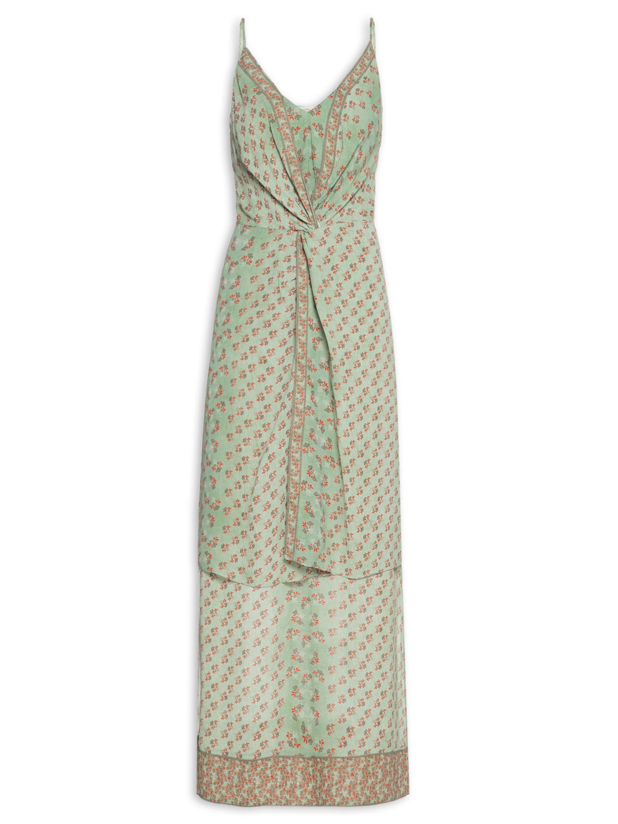 Vestido Longo Estampa Krabi Verde Maria Filó